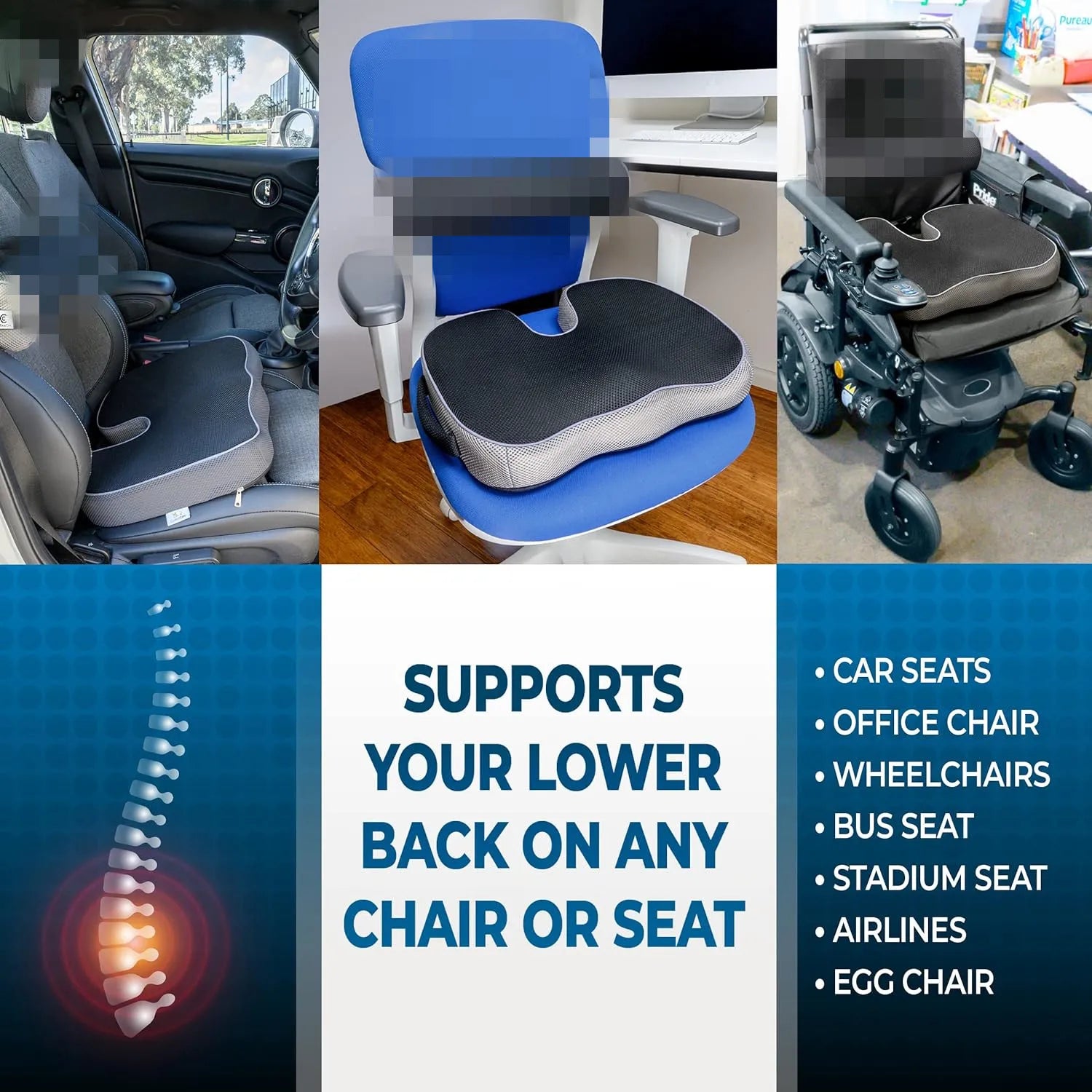 ErgoRelief Seat Cushion | Pressure-Relief & Back Pain Support for Office & Car